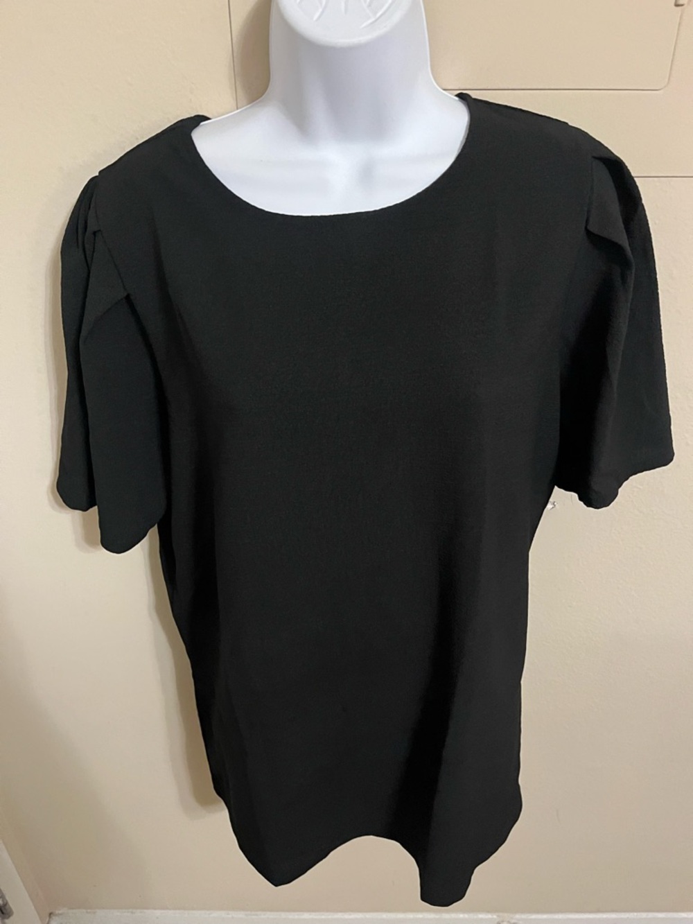 Black Puff Sleeve Women’s Top - Elegant Everyday Tee - Picture 4 of 6